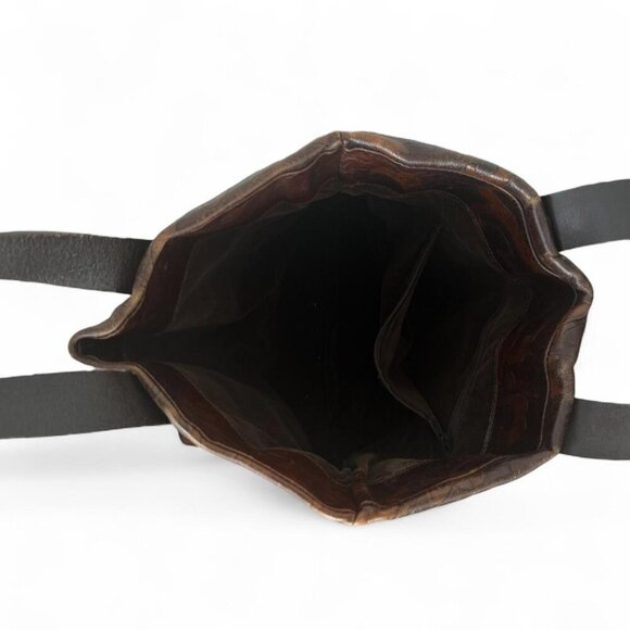 Falor Made In Italy Genuine Leather Tote | Embossed Floral Design - Picture 3 of 5